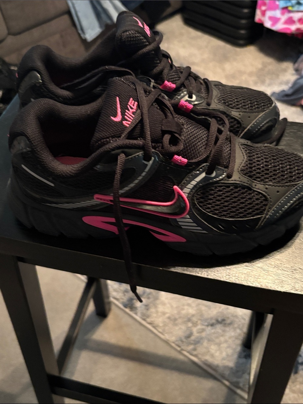 Nike Kids Black and Hot Pink Athletic Sneakers